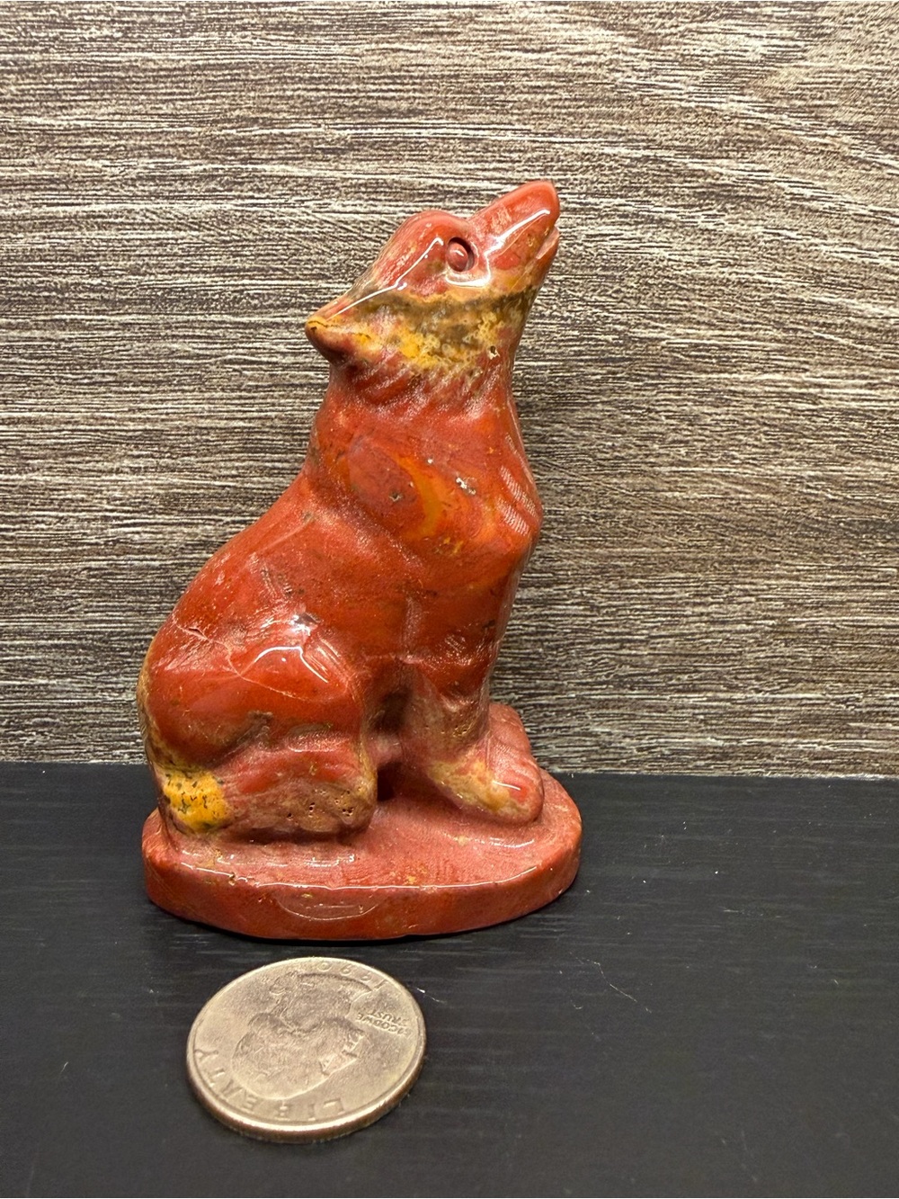 Red Jasper Wolf Carving Figurine Decor